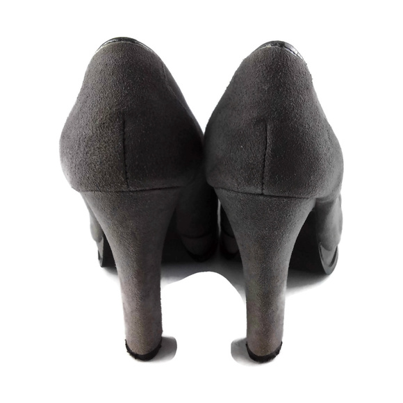 COLIN STUART Grey Suede Platform Heeled Loafer - Picture 6 of 7